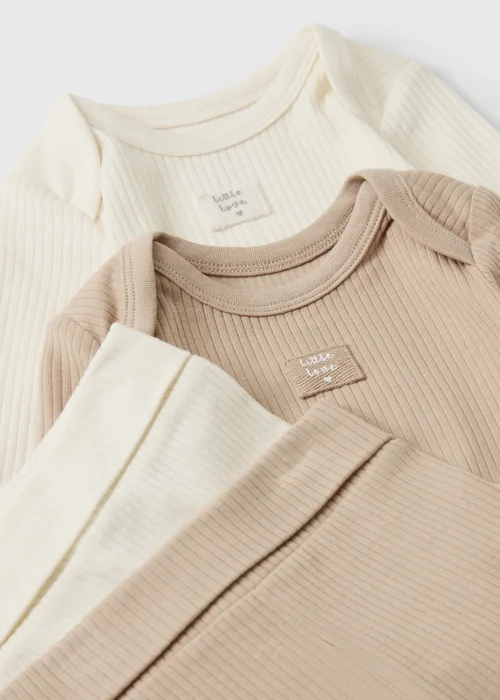 4 Piece Baby Beige Grow Together Bodysuit & Legging Set (0-12mths) - First Size Image 2