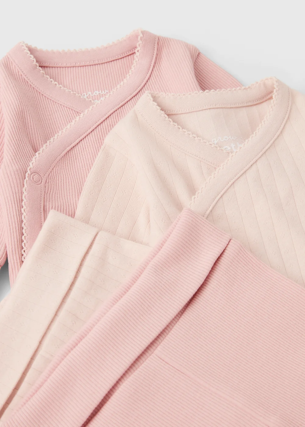 4 Piece Baby Pink Grow Together Wrap Bodysuit & Legging Set (0-12mths) - First Size Image 2