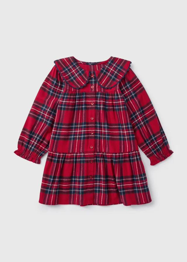 Girls Red Check Christmas Dress (1-8yrs)