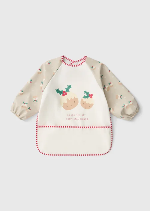 Baby Red Christmas Pudding Coverall Bib - One Size Image 1