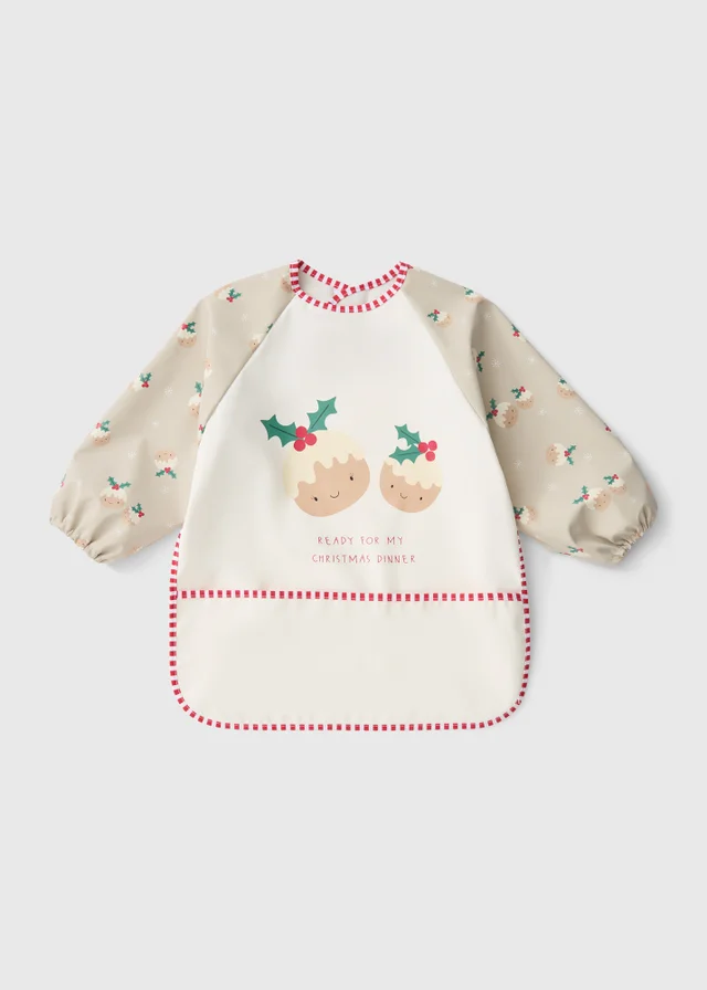 Baby Red Christmas Pudding Coverall Bib