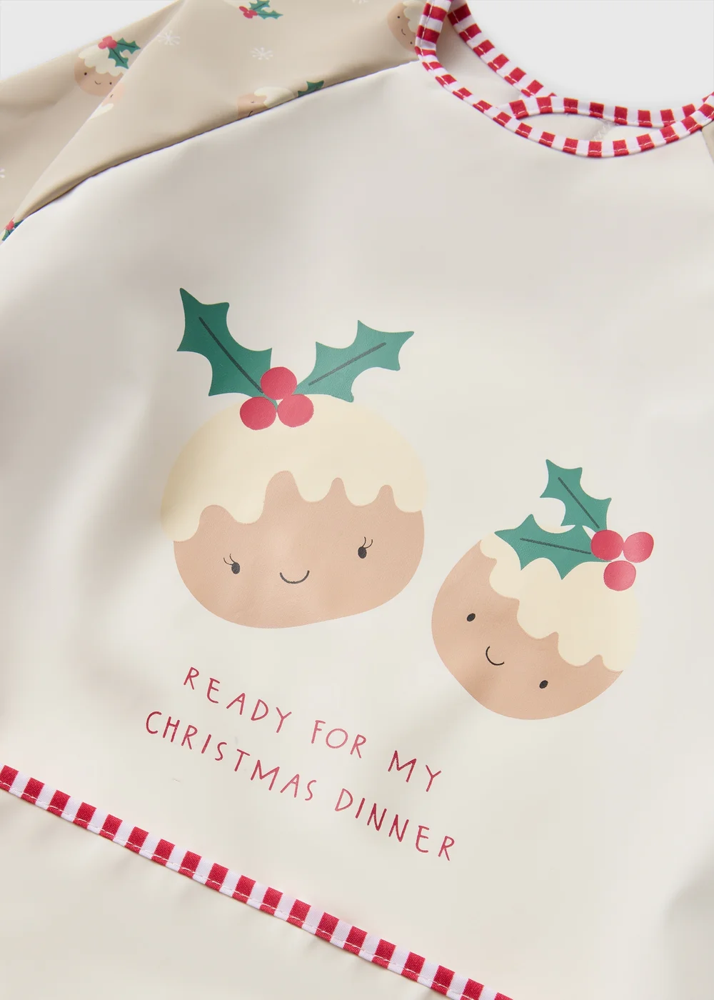 Baby Red Christmas Pudding Coverall Bib - One Size Image 2