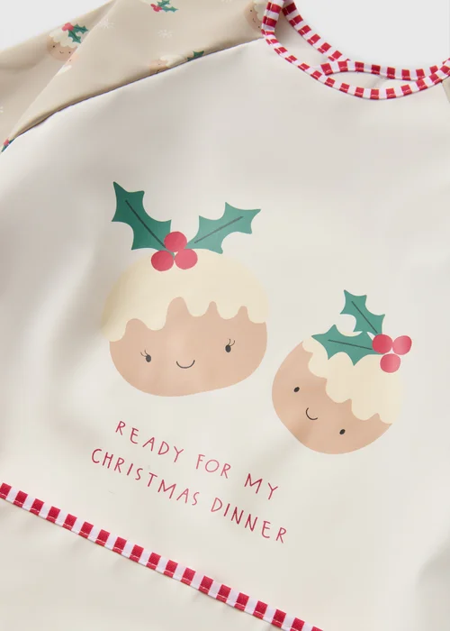 Baby Red Christmas Pudding Coverall Bib - One Size Image 2