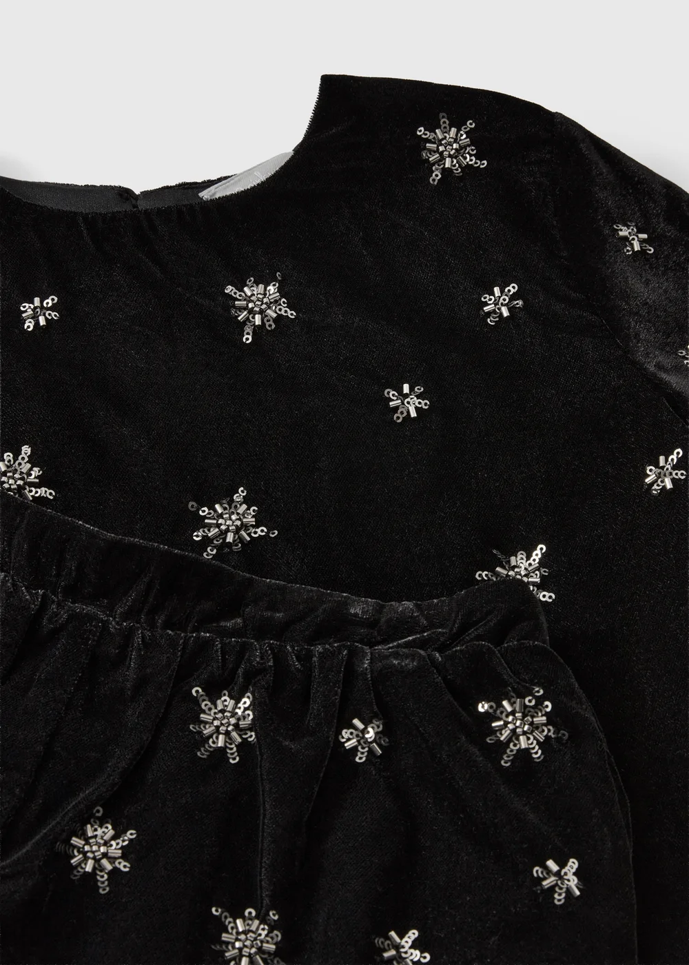 Girls Black Embellished Shorts Set (7-15yrs) - 7 Yrs Image 2