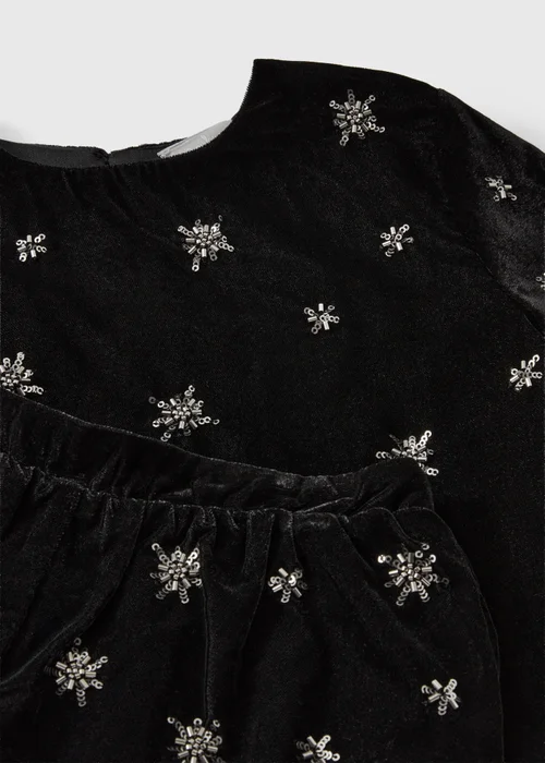 Girls Black Embellished Shorts Set (7-15yrs) - 7 Yrs Image 2