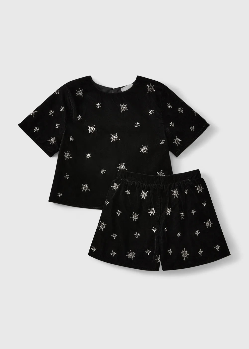 Girls Black Embellished Shorts Set (7-15yrs) - 7 Yrs Image 1
