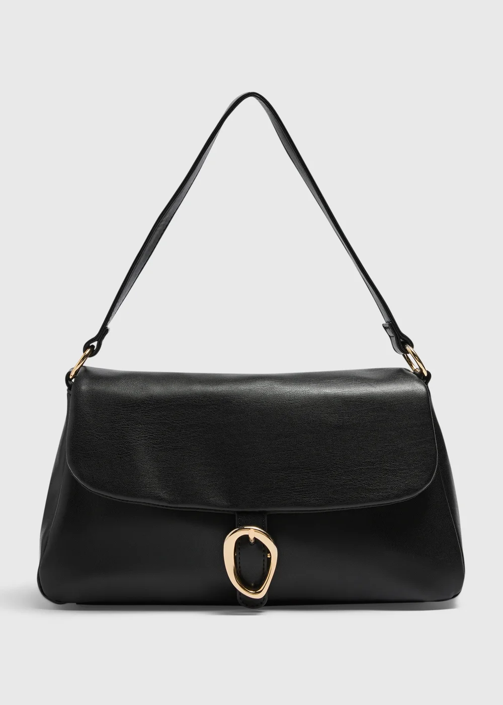 Black Buckle Hand Bag - One Size Image 1