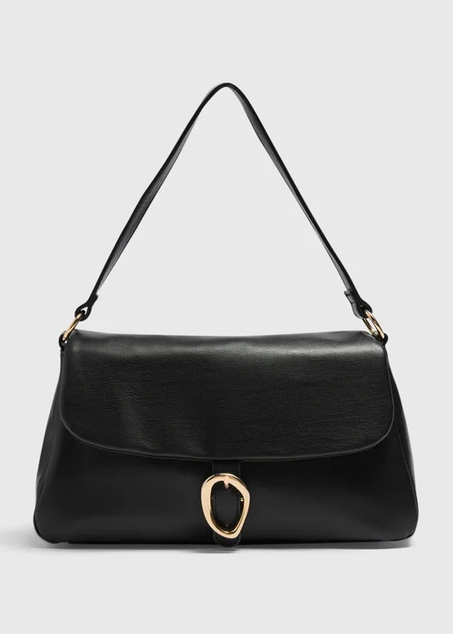 Black Buckle Hand Bag - One Size Image 1