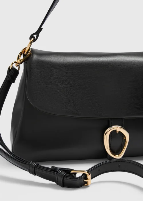 Black Buckle Hand Bag - One Size Image 2
