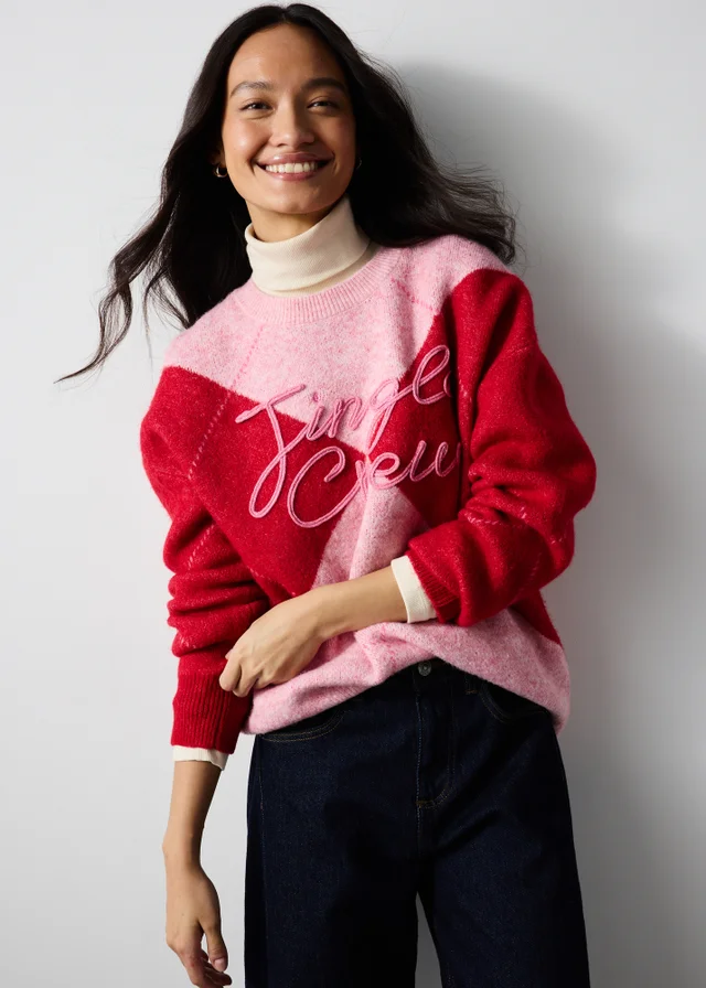 Pink & Red Argyle Christmas Jumper