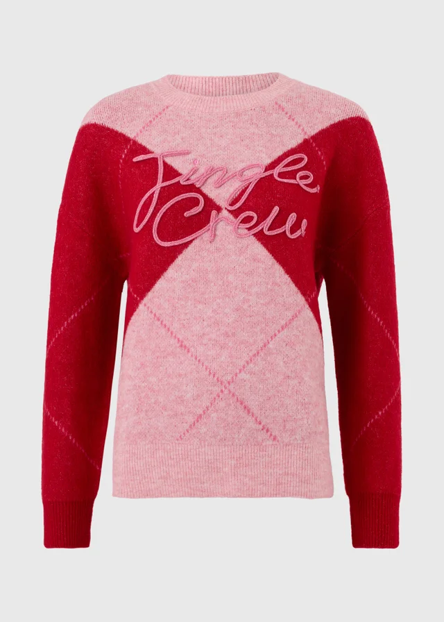 Pink & Red Argyle Christmas Jumper
