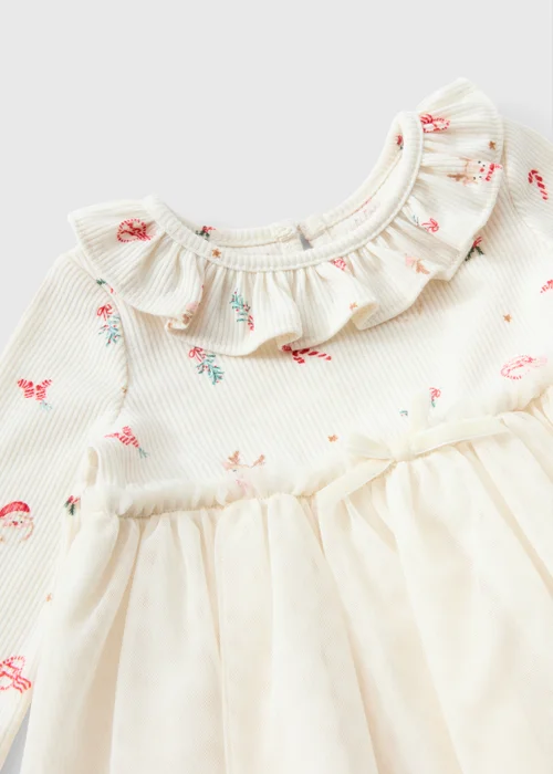 Baby Cream Mesh Christmas Dress (0-23mths) - 0-3 months Image 2