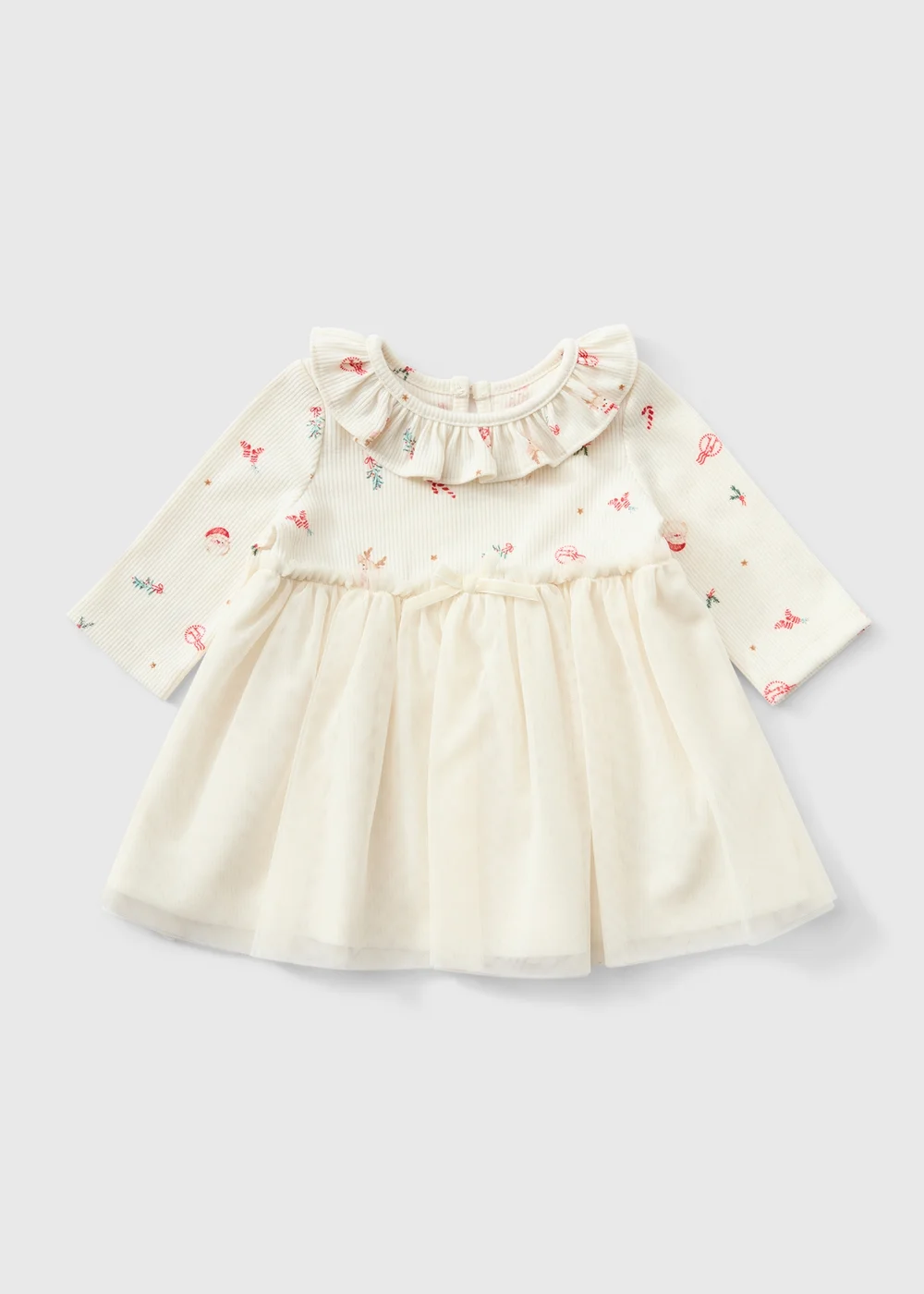 Baby Cream Mesh Christmas Dress (0-23mths) - 0-3 months Image 1