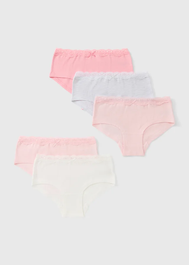 5 Pack Girls Pink Lace Briefs (6-14yrs)