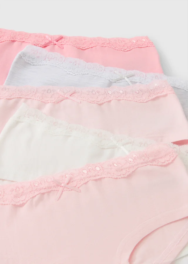 5 Pack Girls Pink Lace Briefs (6-14yrs)
