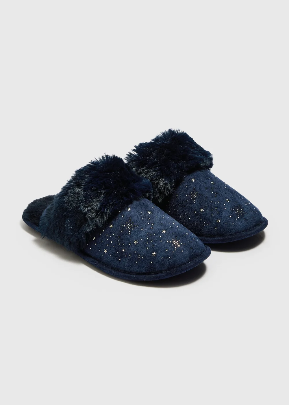Navy Diamante Star Mule Slippers - S Image 1