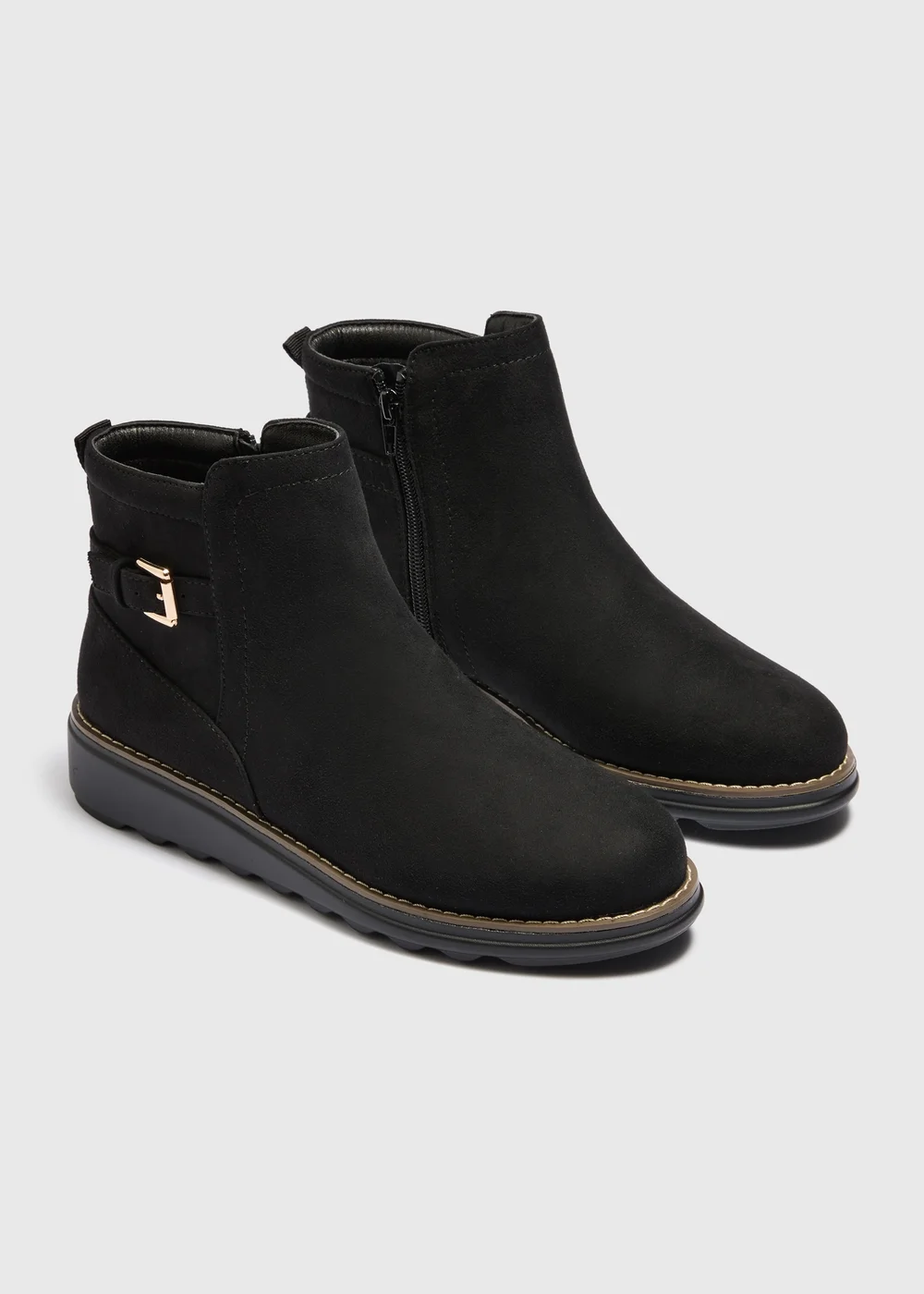 Black Low Wedge Ankle Boots - 3 Image 1
