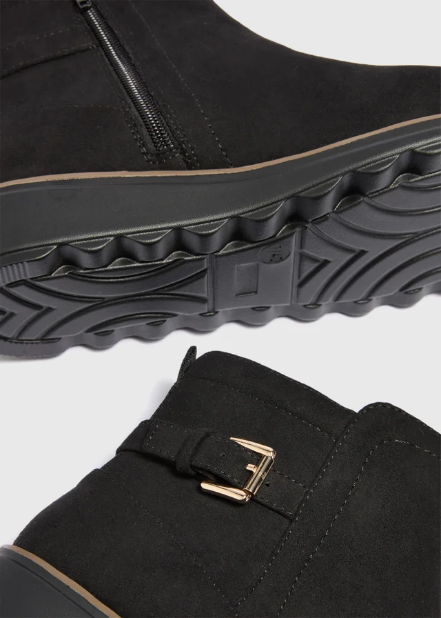 Black Low Wedge Ankle Boots