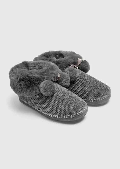 Grey Metallic Boot Slippers - S Image 1