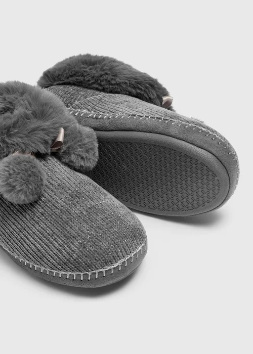 Grey Metallic Boot Slippers - S Image 2