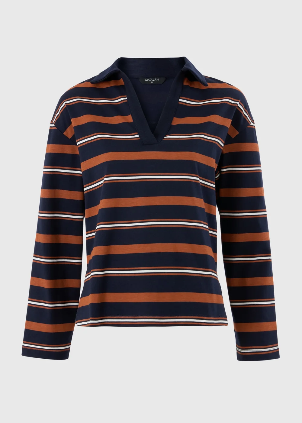 Navy Striped Henley Rugby Shirt - XS Image 5