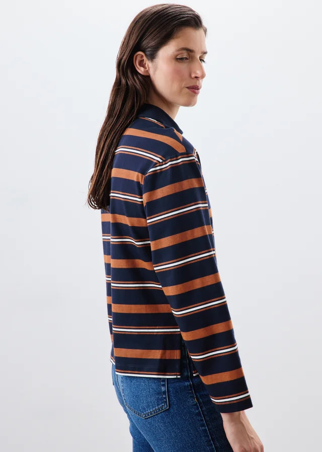 Navy Striped Henley Rugby Shirt