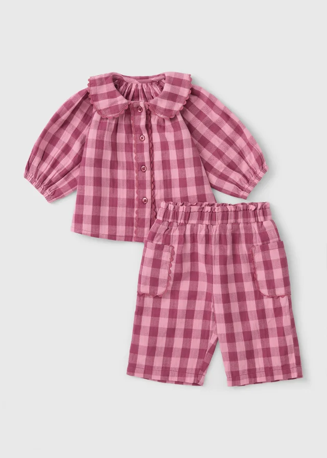 Baby Pink Gingham Top & Bottoms Set (Newborn-23 mnths)