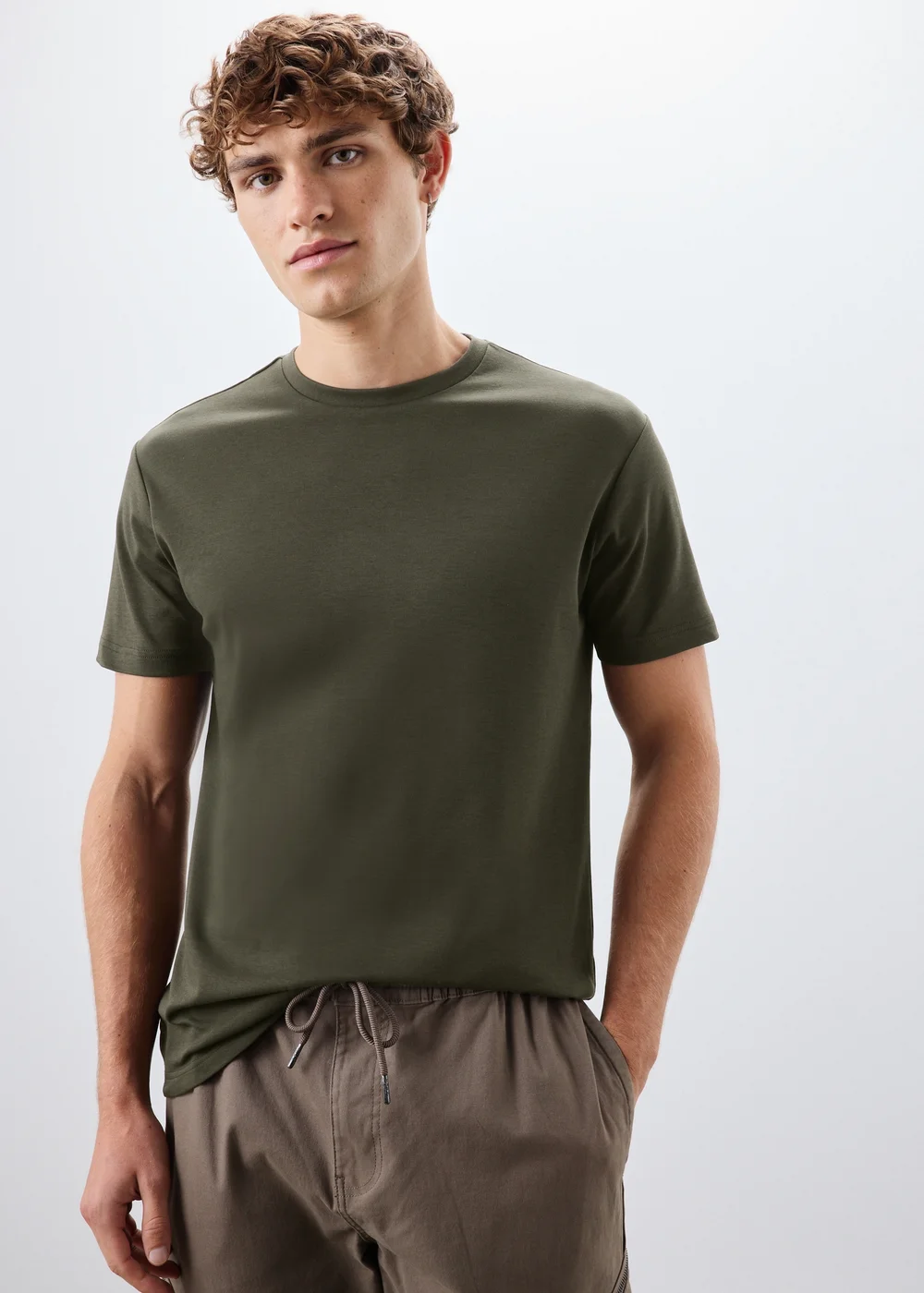 Khaki Slim Fit T-Shirt - S Image 1