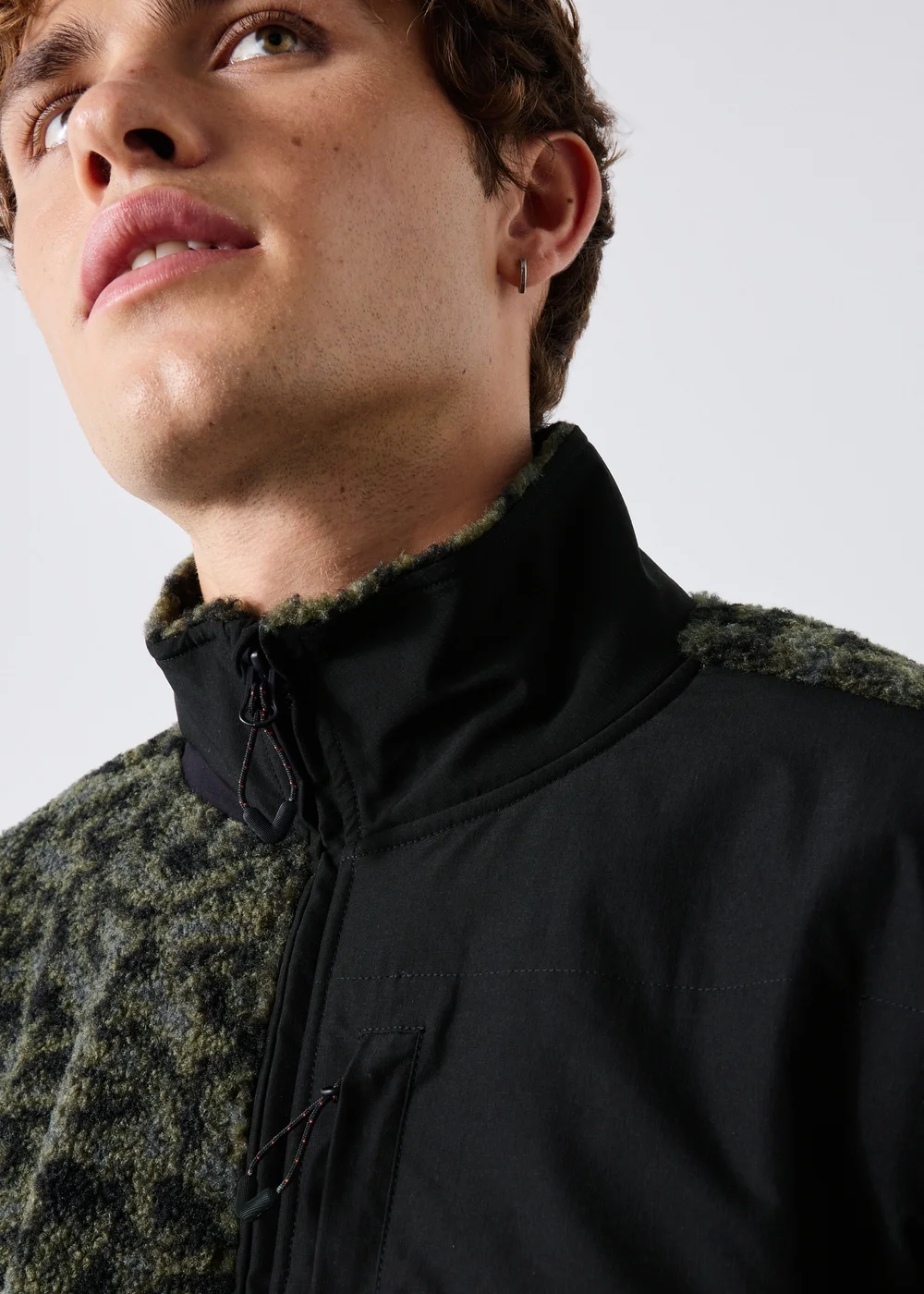 Khaki Print Half Zip Fleece - S Image 4