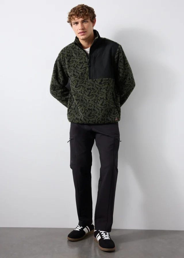 Khaki Print Half Zip Fleece