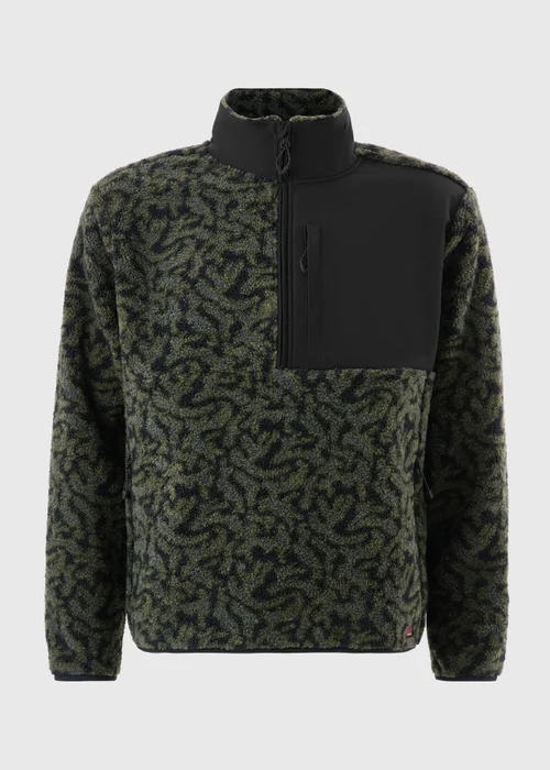 Khaki Print Half Zip Fleece - S Image 5