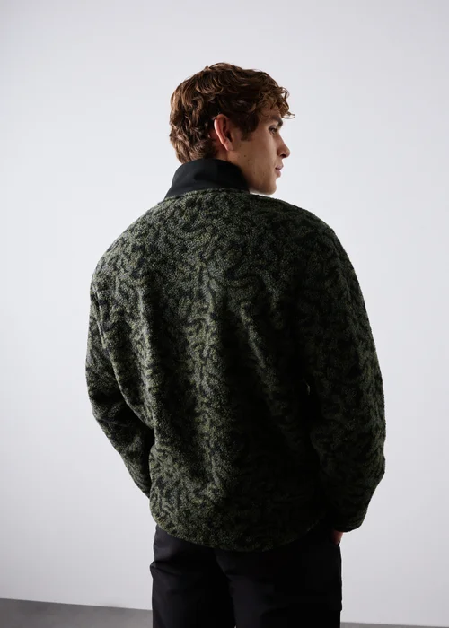 Khaki Print Half Zip Fleece - S Image 3
