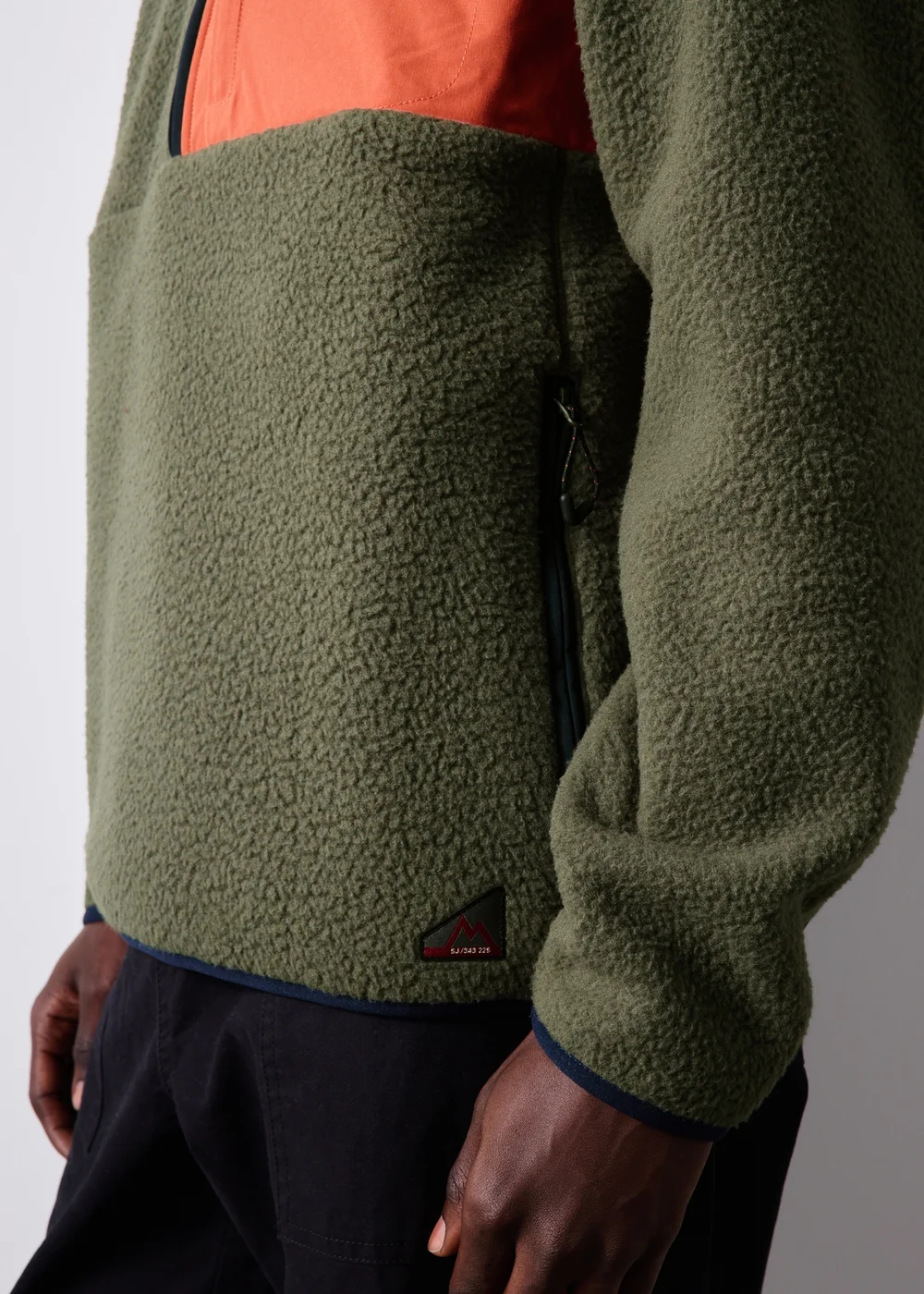 Khaki Panel Half Zip Fleece - S Image 3