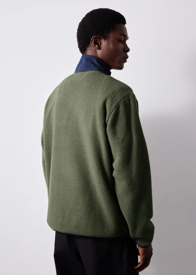 Khaki Panel Half Zip Fleece