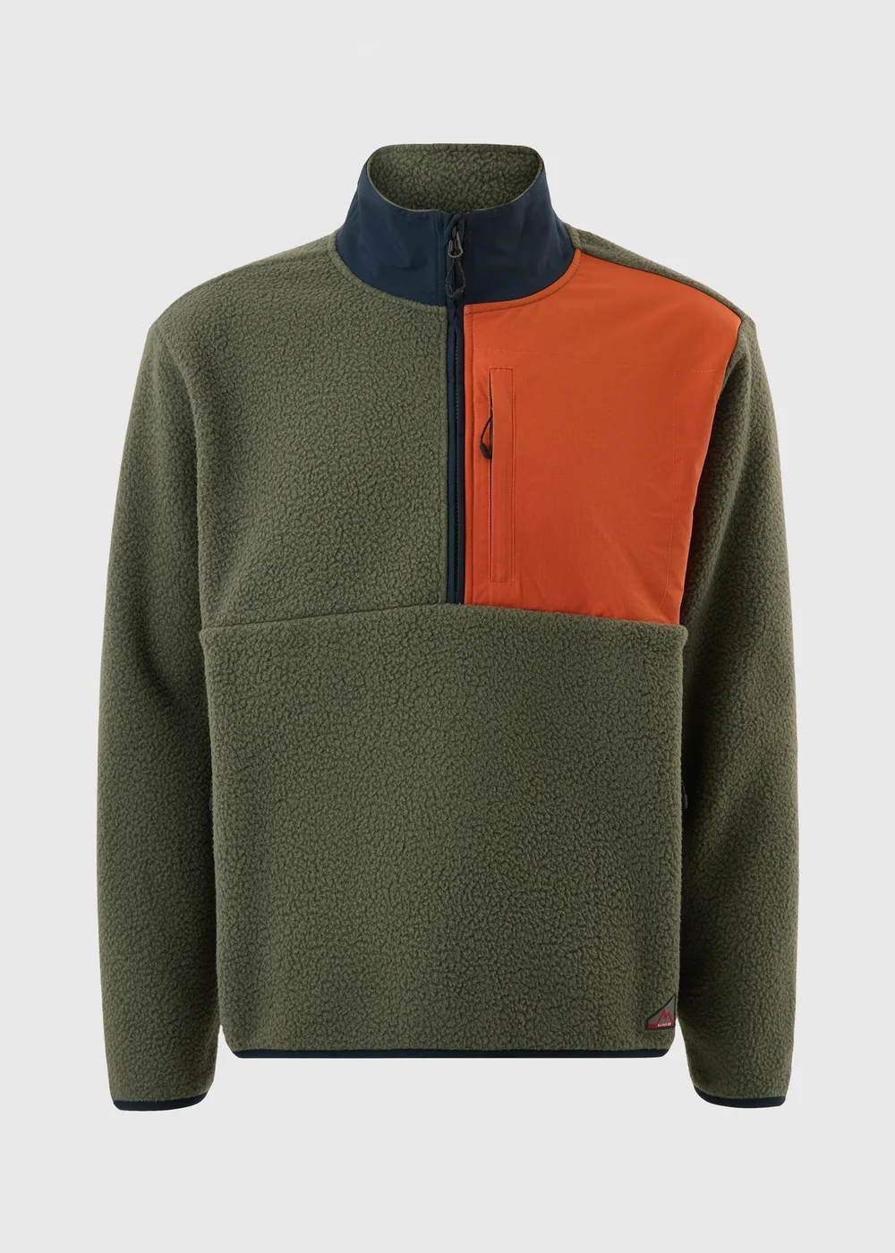 Khaki Panel Half Zip Fleece - S Image 5