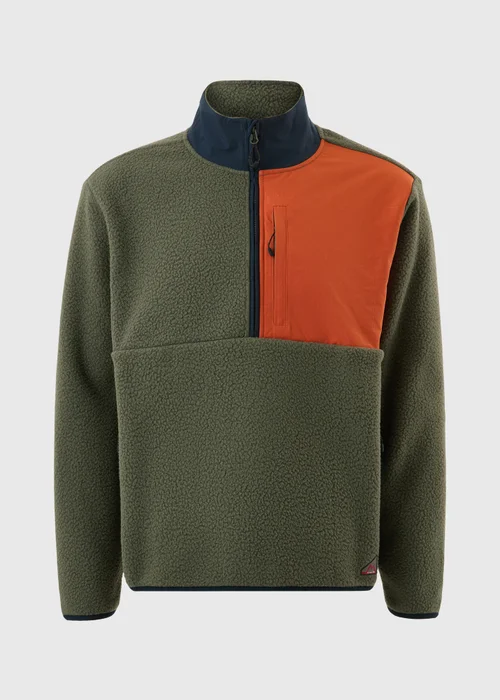 Khaki Panel Half Zip Fleece - S Image 5