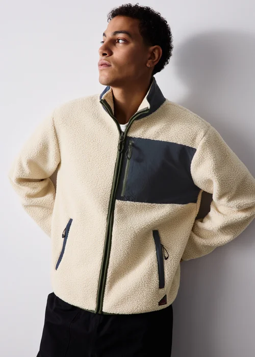Cream Panel Full Zip Fleece - S Image 1