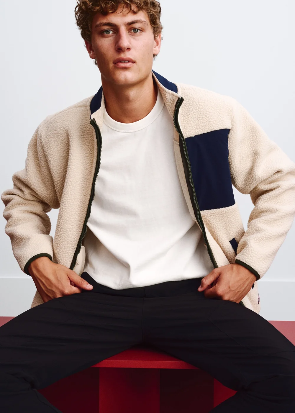 Cream Panel Full Zip Fleece - S Image 1