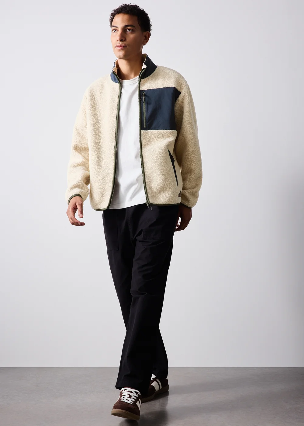 Cream Panel Full Zip Fleece - S Image 4