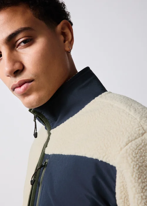 Cream Panel Full Zip Fleece - S Image 3