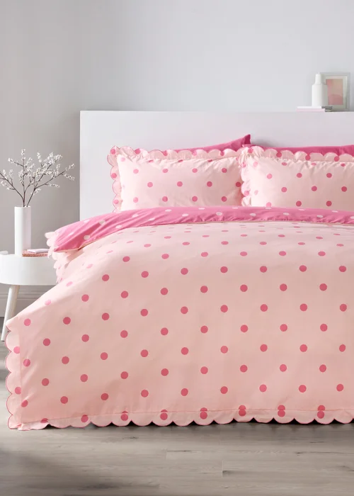 Pink Spotted Duvet Set - Single Image 1