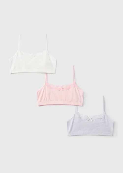 3 Pack Girls Pink Lace Crop Tops (6-14 Yrs) - 6-7 Yrs Image 1