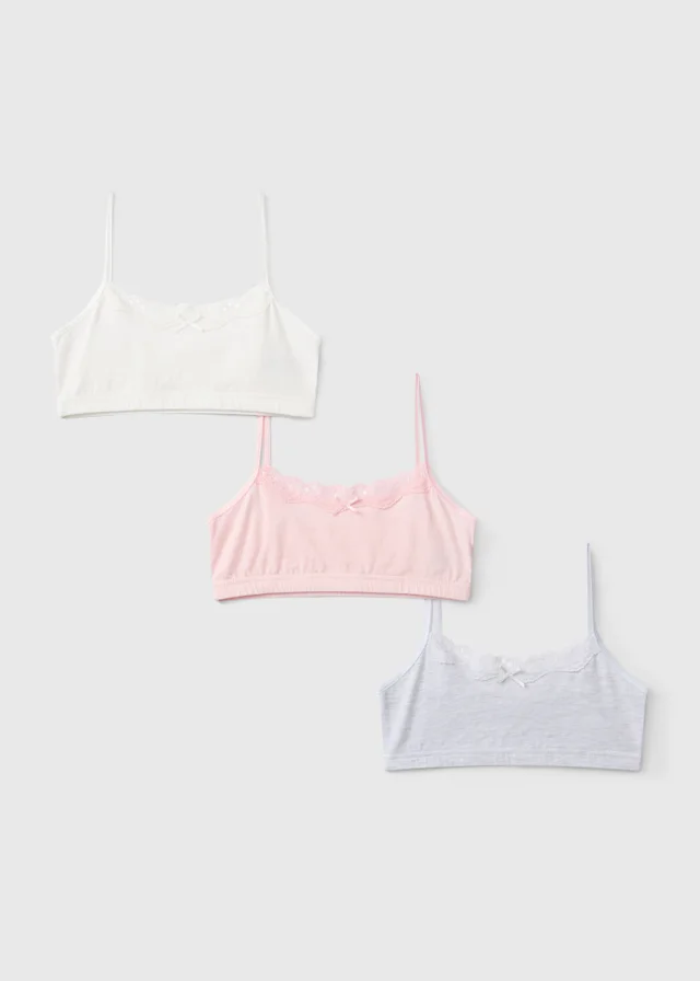 3 Pack Girls Pink Lace Crop Tops (6-14 Yrs)