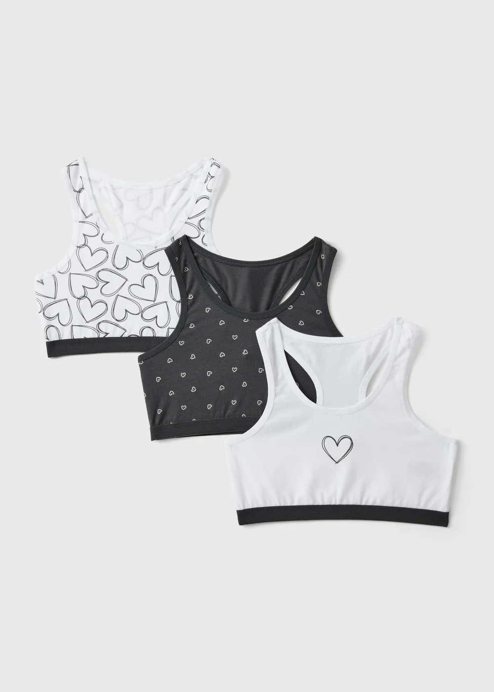 3 Pack Black & White Crop Tops (6-14yrs) - 14 Yrs Image 1