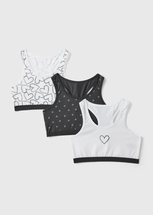 3 Pack Black & White Crop Tops (6-14yrs) - 14 Yrs Image 1