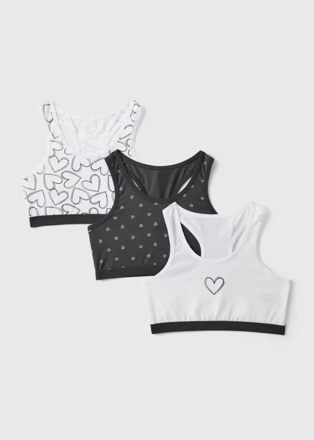 3 Pack Black & White Crop Tops (6-14yrs)