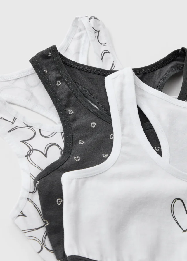 3 Pack Black & White Crop Tops (6-14yrs)