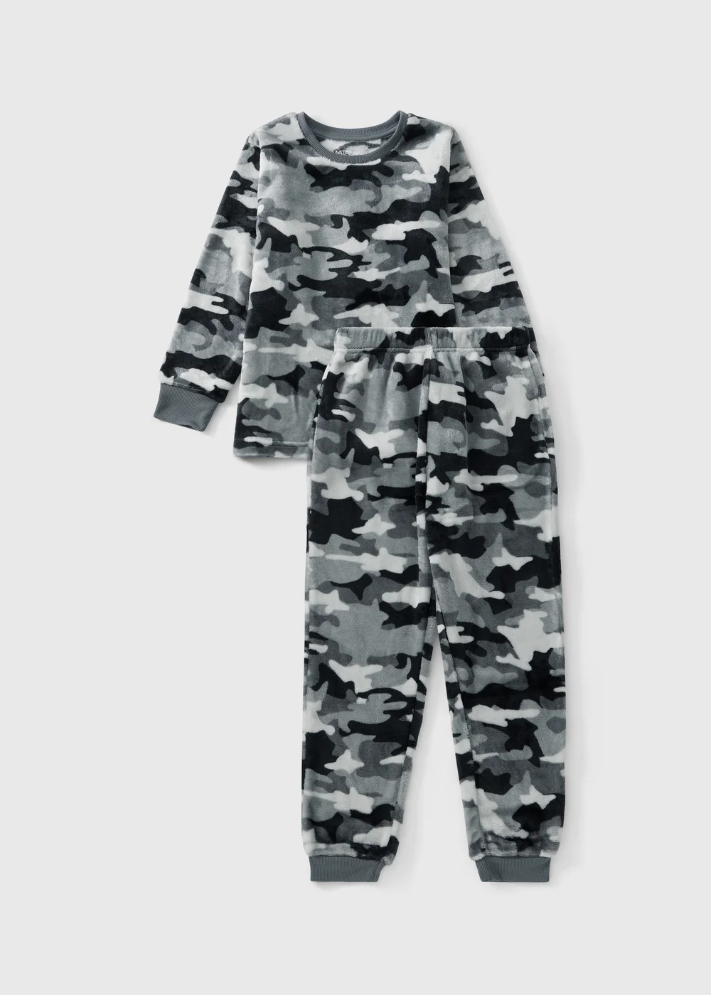Boys’ Grey Camo Fleece Pyjama Set (5-13yrs) - 5-6 Yrs Image 1