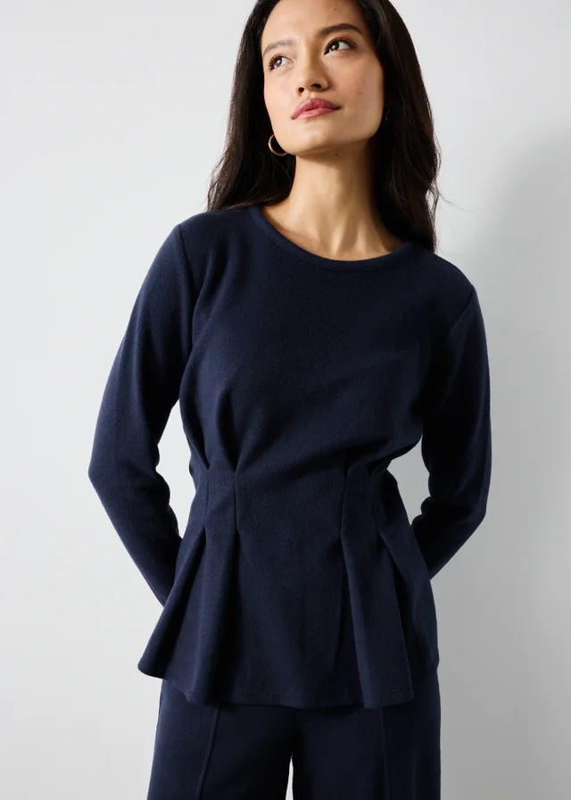 Navy Cinched Waist Co Ord Top