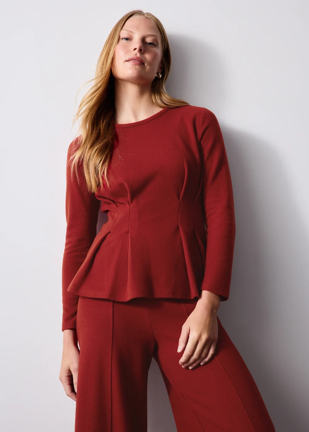 Burnt Red Cinched Waist Co Ord Top - 8 Image 1